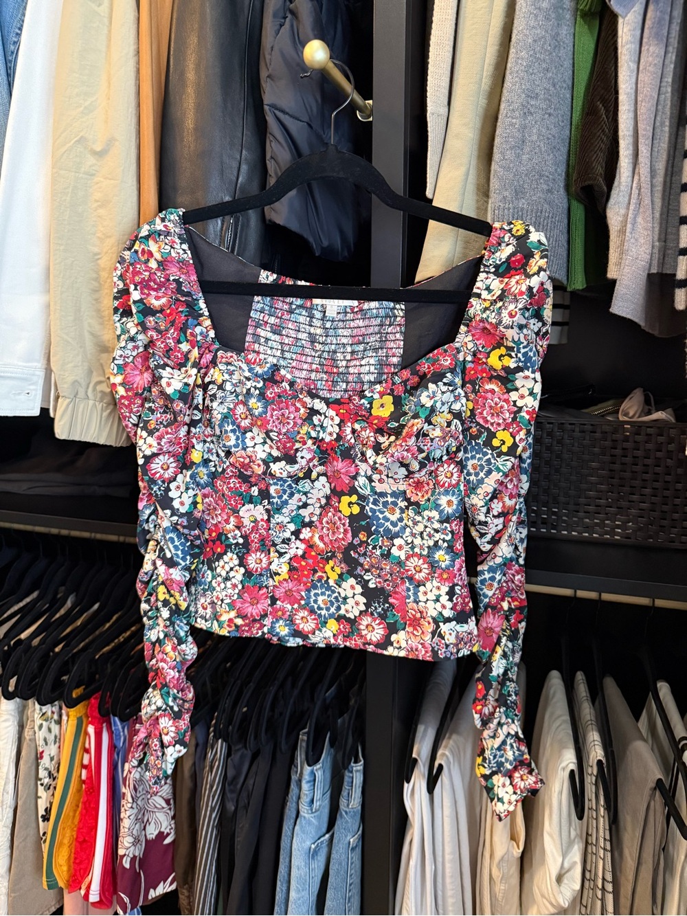 Wayf multi color off the shoulder top
